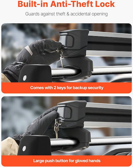 Vevor Car Ski Mounts Suitable for 4 Ski Pairs or 2 Snowboards