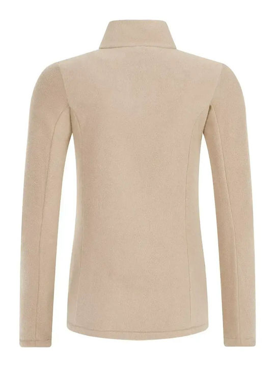 Χειμερινή Γυναικεία Fleece Μπλούζα με Φερμουάρ Bamboo Beige