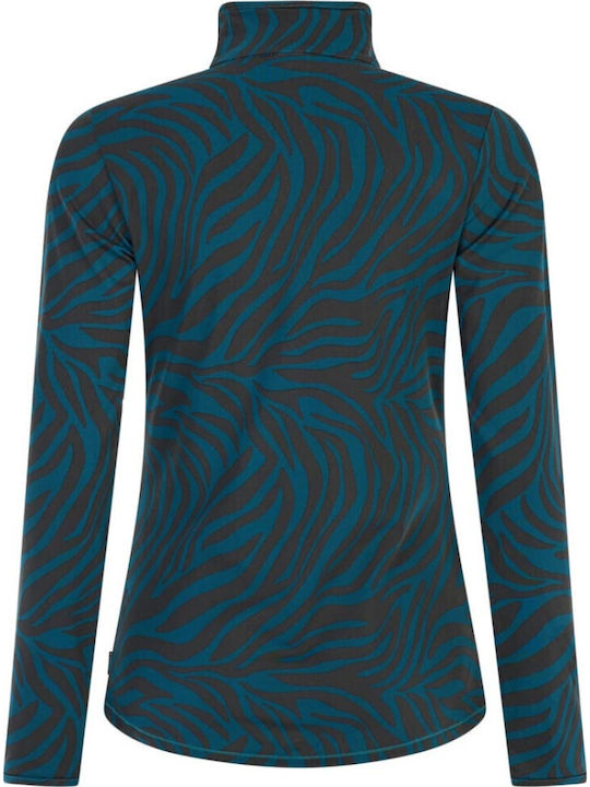 Winter Women's Fleece Blouse with Zipper Rainstorm Blue