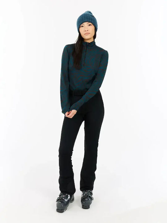 Winter Women's Fleece Blouse with Zipper Rainstorm Blue