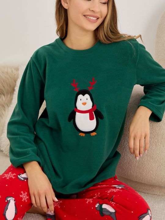 Siyah Inci Set Pijamale pentru Femei Dark Green