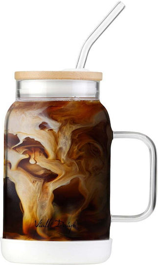 Vialli Design Glass Water made of Glass in White Color with straw 600ml
