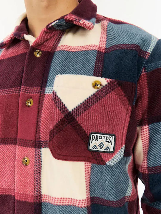Men's Fleece Cardigan with Buttons Velvet Red