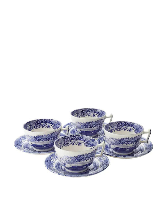 Spode Σετ Φλιτζάνια Καφέ Κεραμικά Μπλε 200ml 8τμχ