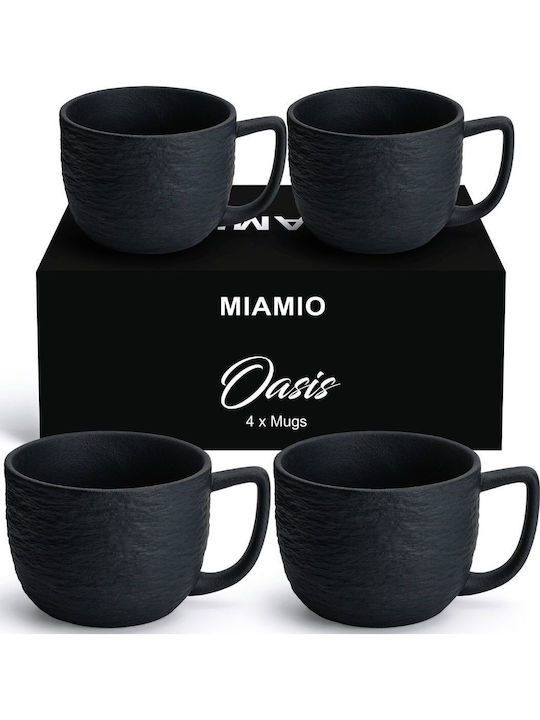 Miamio Set Tassen Kaffee Keramik Schwarz 450ml 4Stück