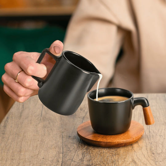 Miamio Set Cană pentru lapte & Zaharniță de Servire Ceramică Negru 1buc