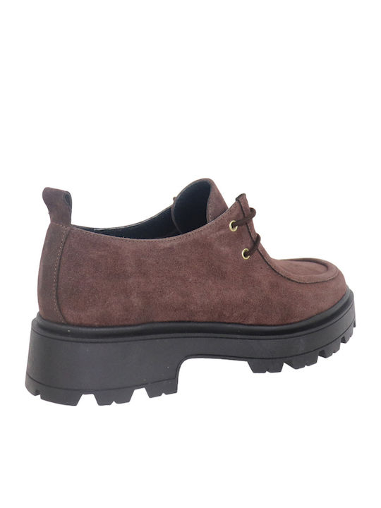 Leather Women's Loafers in Brown Color