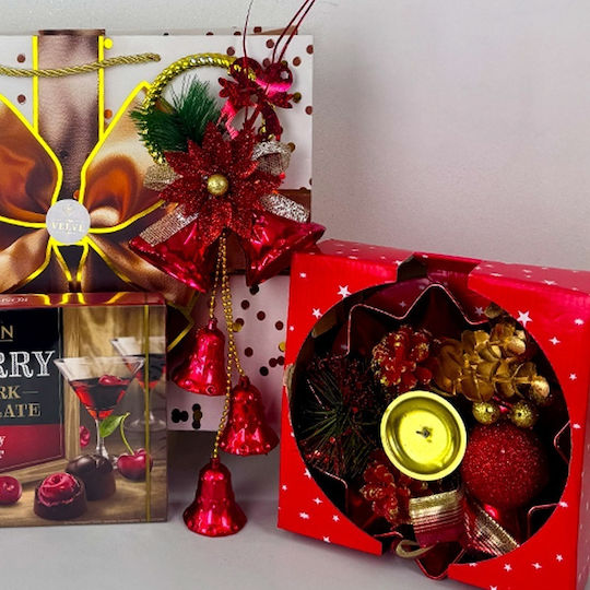 Pachet Deliciu De Crăciun Praline Roșii Roshen Cutie De Ceai Set Decorativ Lumânare În Geantă Tematică