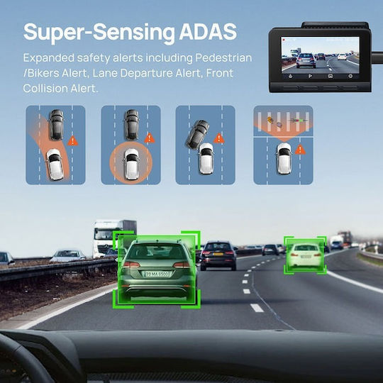 70Mai A810S-2 4K Windshield Car DVR Set with Rear Camera, 3" Display with Adhesive Tape