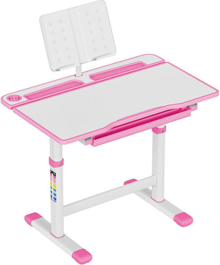 Kinder Schreibtisch aus Melamin Rosa 66x53x54-76cm