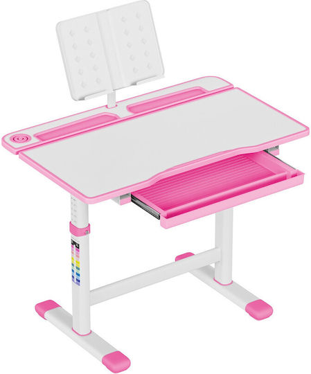 Kinder Schreibtisch aus Melamin Rosa 66x53x54-76cm