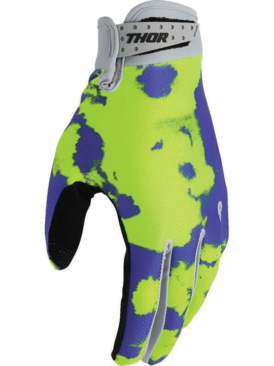 Thor Launchmode Summer Men's Motocross Gloves Purple Yellow Acid