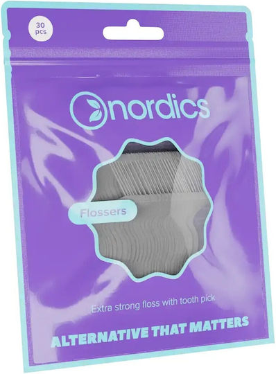 Nordics Zahnseide mit Griff 30 Stück