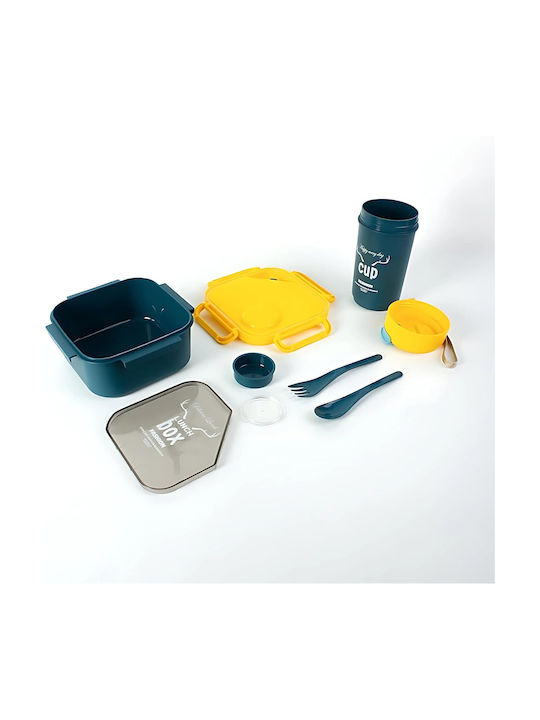 Roza Rz34617 Set Lunch Box Plastic 1000ml Water Bottle 500ml Spoon Knife Lightweight Portable