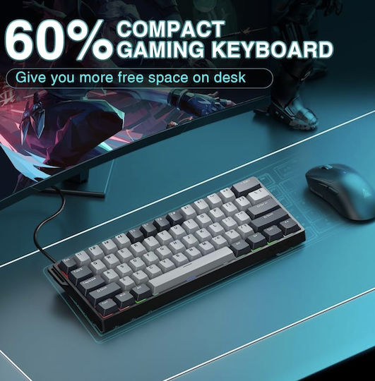 Aula WIN60HE Pro Ηall Effect Gaming Πληκτρολόγιο 60% με RGB φωτισμό (Αγγλικό US) Γκρι