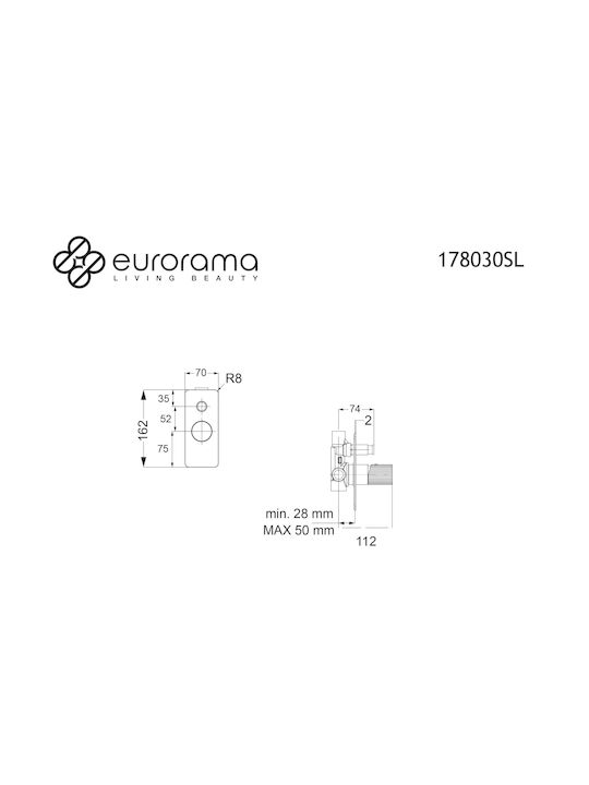 Built-In Faucet 2 Exits Eurorama Oso 178030sl-410 Black Brushed Glossy Set