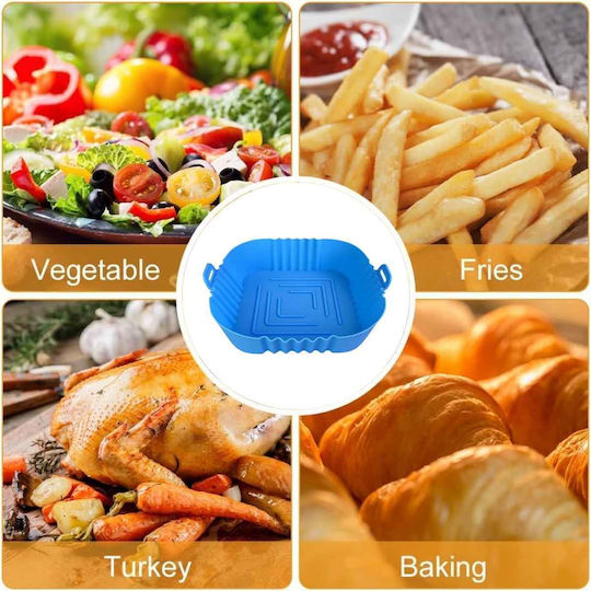 Silicone Square Cooking Form Air Fryer 16cm Light Blue