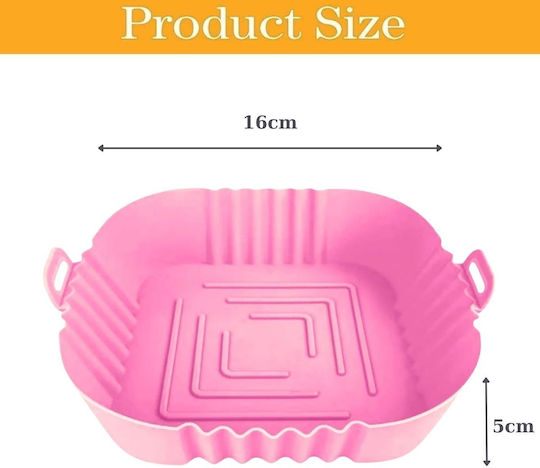 Φόρμα Σιλικόνης Τετράγωνη Air Fryer 16cm Ροζ