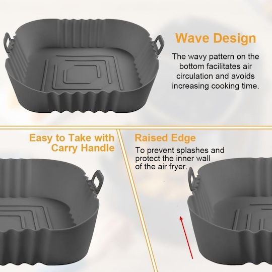 Silicone Square Cooking Form Air Fryer 16cm Grey