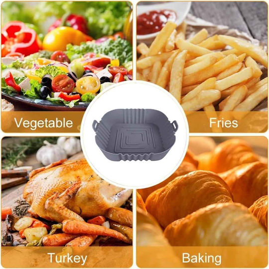 Silicone Square Cooking Form Air Fryer 16cm Grey