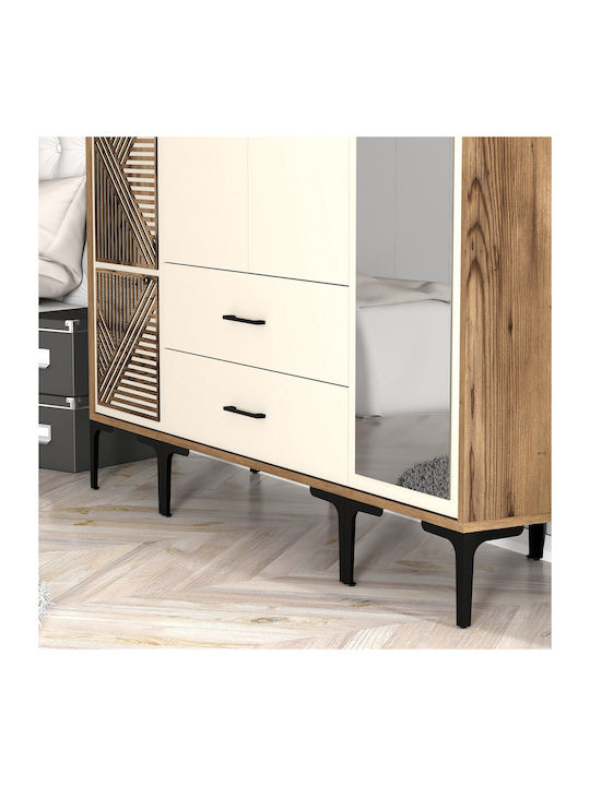 Ντουλάπα Τέσσερις Πόρτες Ptr Lidya Κρέμ 160x47x201cm