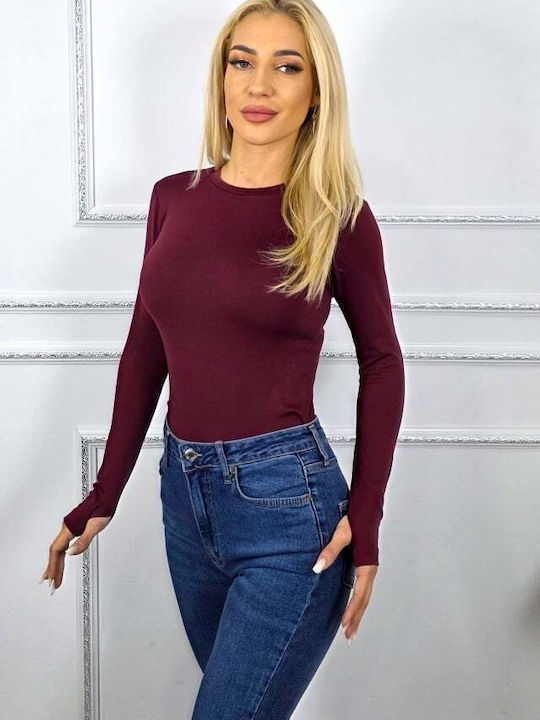 Γυναικεία Μπλούζα Μακρυμάνικη Burgundy