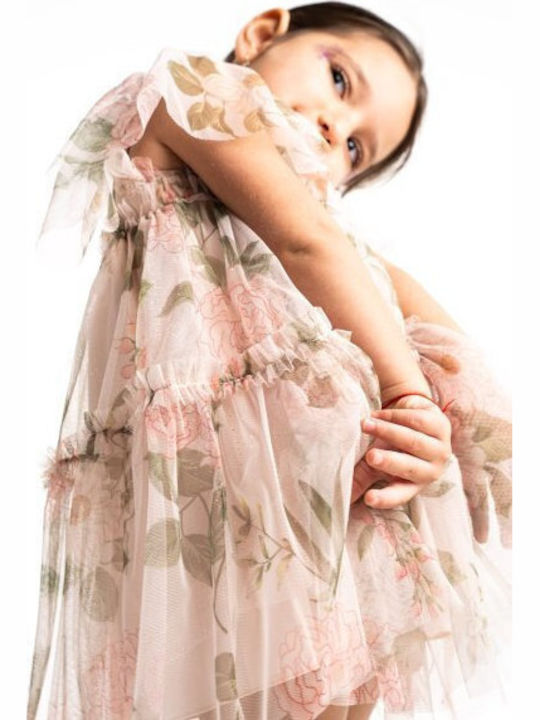 Rochie pentru Copii Fără mâneci Din tul Floral