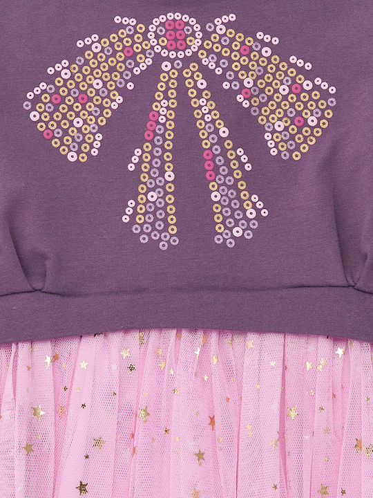 Children's Dress Long Sleeve Tulle Purple, Pink, Gold