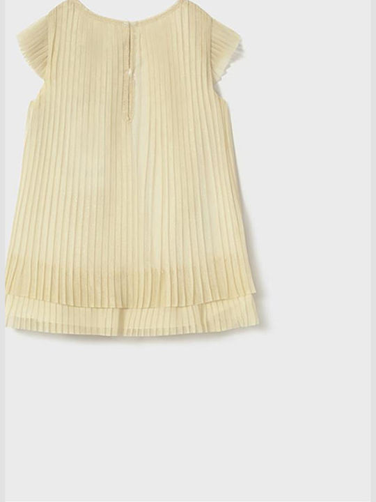 Girls Sleeveless Tulle Dress Set with Top Champagne