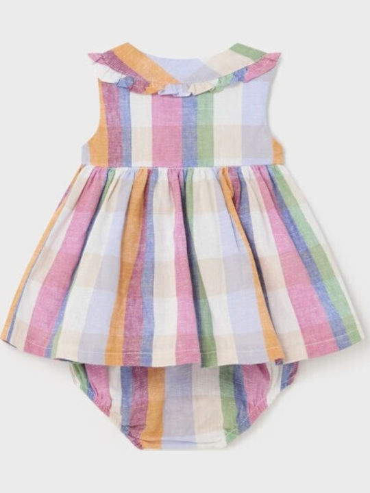 Rochie pentru Copii Fără mâneci Carou Set cu Chiloțel Pink