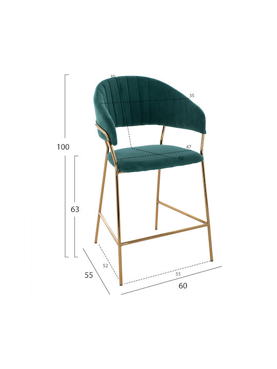 Scaune Bar Tapițat cu Catifea Theodore Cypress 2buc 60x55x100buc