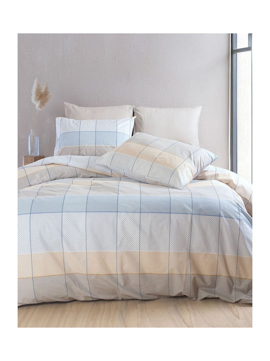 Rythmos Sheet Set with 2 Pillowcases Super-Double with Elastic 160x260+25cm. Colette Grey-light Blue 3pcs