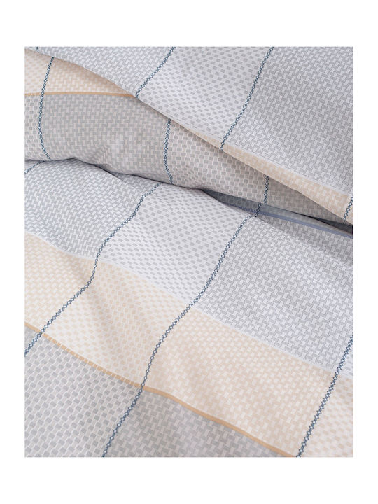 Rythmos Sheet Set with 2 Pillowcases Super-Double with Elastic 160x260+25cm. Colette Grey-light Blue 3pcs