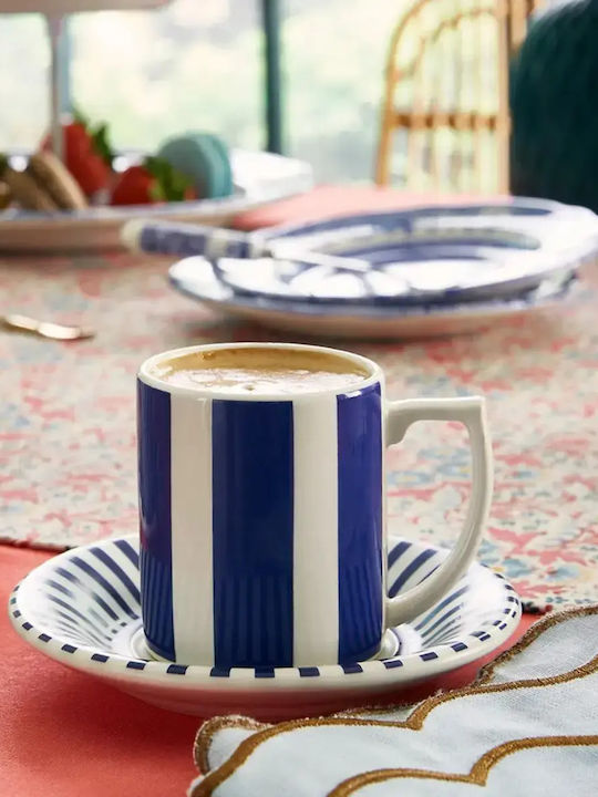 Spode Σετ Φλιτζάνια Καφέ Κεραμικά Μπλε 80ml 8τμχ