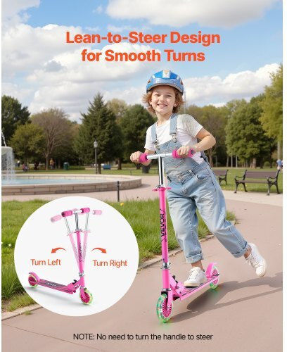 Vevor Kids Scooters Foldable 2-Wheel for 3+ Years Pink