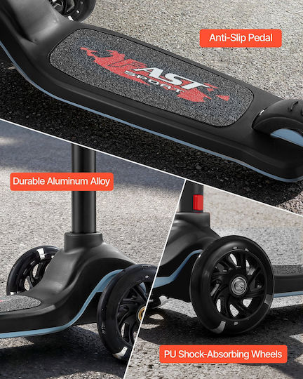 Vevor Kids Scooters Foldable 3-Wheel for 3+ Years Black