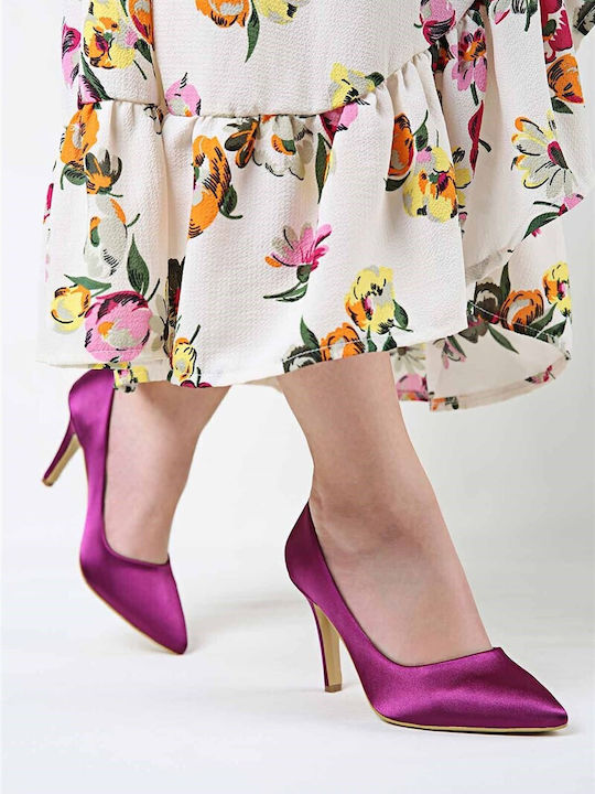 Pantofi Cu Toc Satin Violet