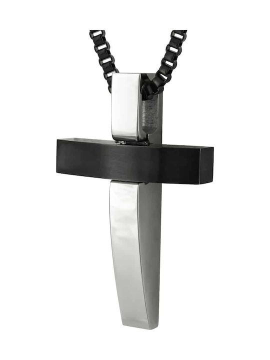 Kiriakos Gofas Men's Cross from Steel with Chain