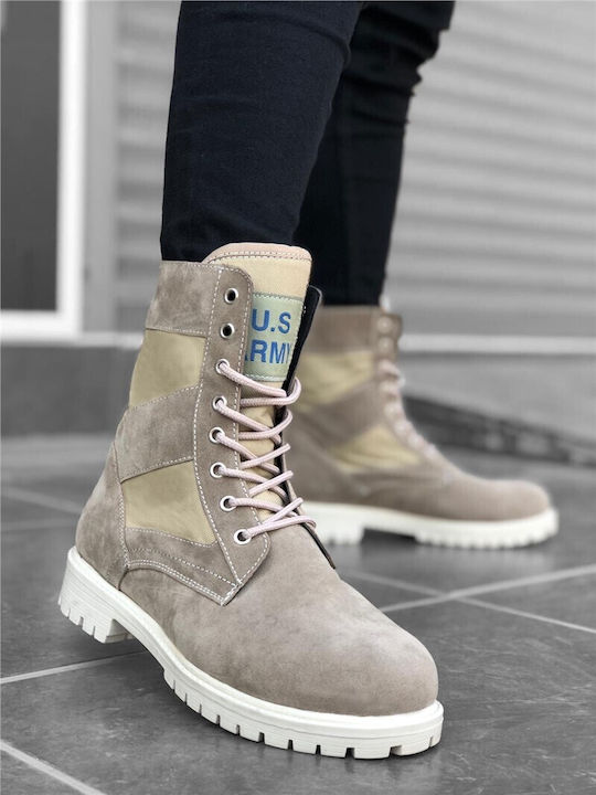 Suede Beige Men's Boots