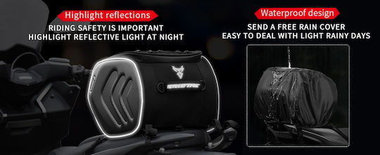 Motocentric Mc-0135-a Red Motorcycle Front Seat Bag Rear Seat Mountable Waterproof Reflective Motorcycle Tail 22l Dual Use Eva Composite Shell