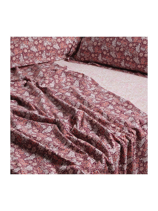 Das Home Sheet Set with 2 Pillowcases King Size with Elastic 240x260+35cm. Casual 5433 Bordeaux, Nude 3pcs