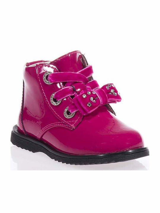 Camille Kinderstiefel aus Lackleder mit Reissverschluss Fuchsie