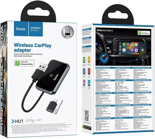 Adaptor Wireless Carplay Usb A Usb C Hoco Hu1 – Negru