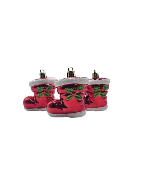 Set Weihnachtsbaumschmuck Stiefel Rote 5x6.5cm 3Stücke