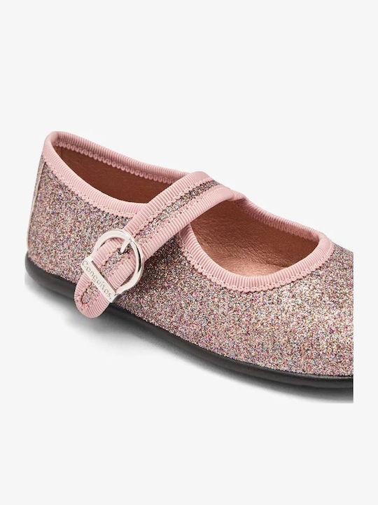 Παιδικές Μπαλαρίνες mit verstellbarer Metallschließe Leder Rosa