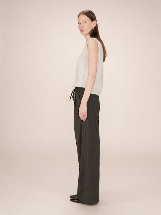Damen Stoff Hose mit Gummizug in Geradem Schnitt Gestreift Car
