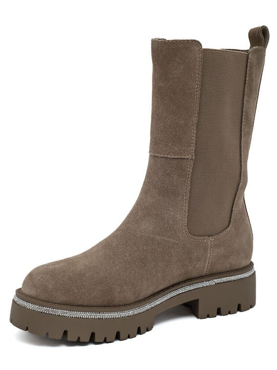 Leder Stiefeletten Damen Braun