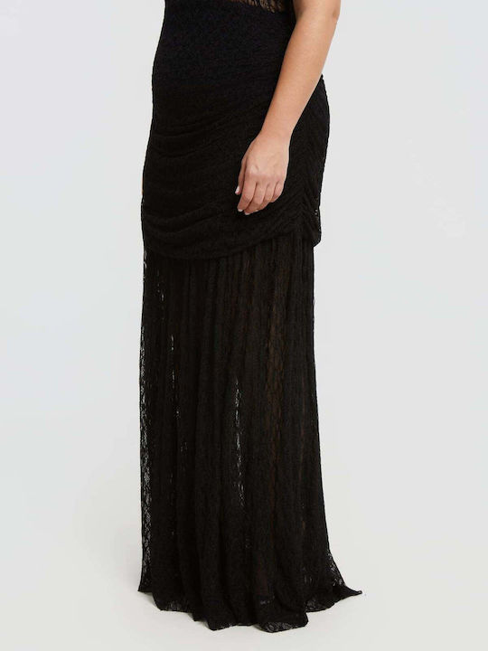 Summer Maxi Evening Dress with Sheer Black
