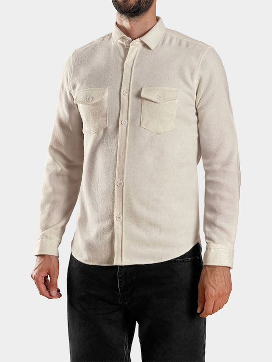 Μακρυμάνικo Overshirt Εκρού