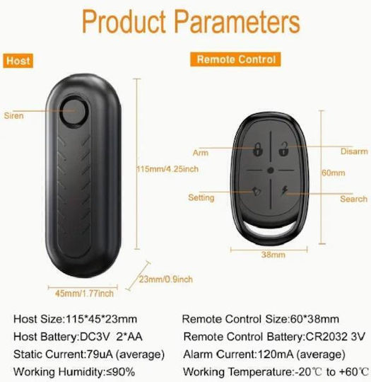 Wireless Bicycle Alarm Anti-theft Protection Vibration Detection Waterproof Sound 113db